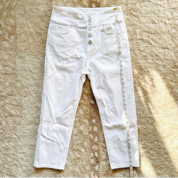 Joie Ultra High Waist Straight Leg Cropped Denim Jeans Button Fly White Size 32 - Picture 6 of 14